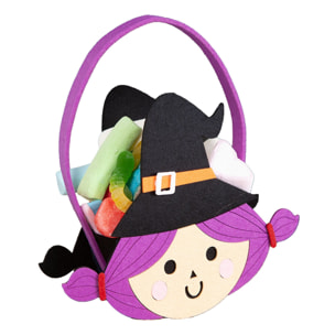 BOLSITO FIELTRO PORTACARAMELOS BRUJA 20 X 23 CM