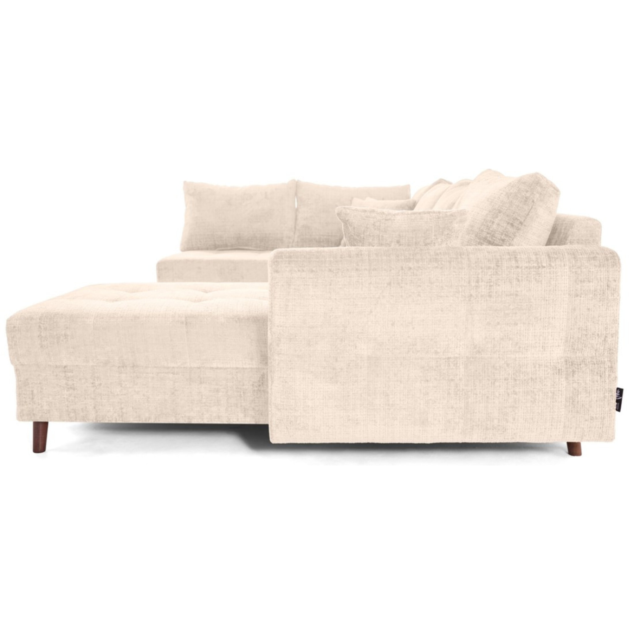 Rune - canapé panoramique d'angle gauche 7 places en velours texturé - Beige