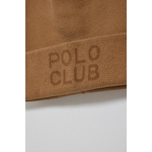 Cappellino Verth in lana cammello con logo Polo Club in jacquard