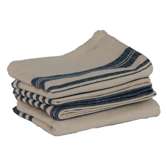 Lot de 3 torchons 100% coton lavé - Bleu Foncé