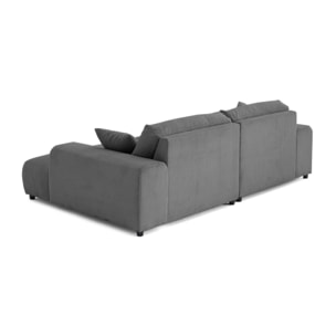 Garance - canapé droit 4 places double méridienne - assise profonde - en velours côtelé - Gris foncé