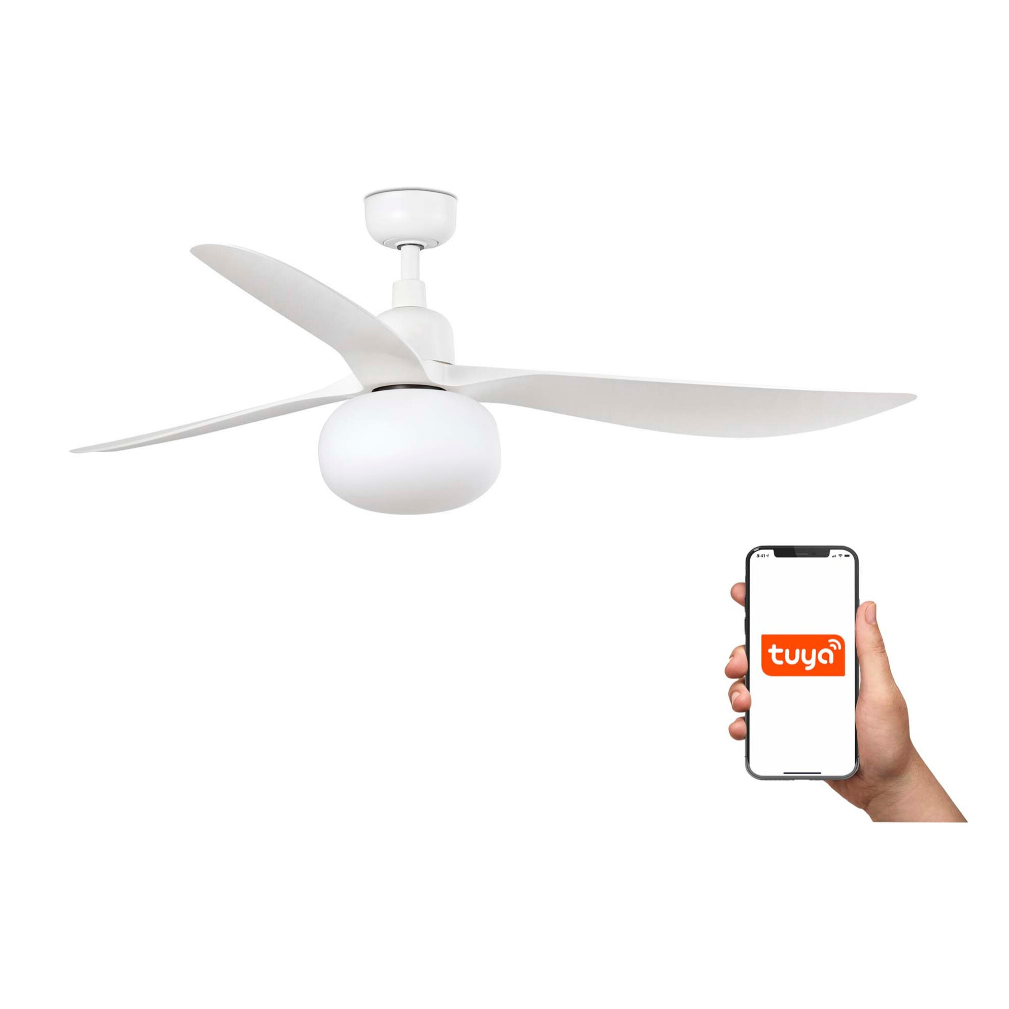 OUTWOOD L Ventilateur de plafond blanc IP44 1X27 TUYA