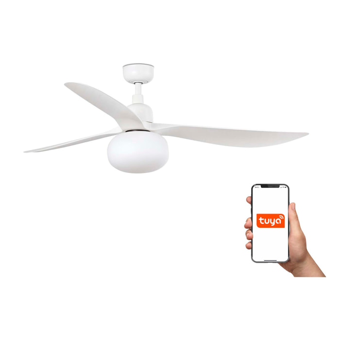 OUTWOOD L Ventilateur de plafond blanc IP44 1X27 TUYA