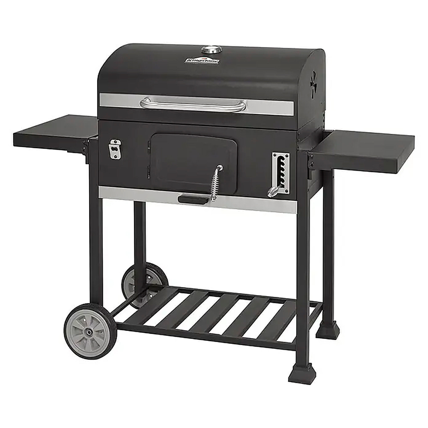 Barbecue portatile in ferro XXL con vassoio per carboni a altezza regolabile e 4 griglie.