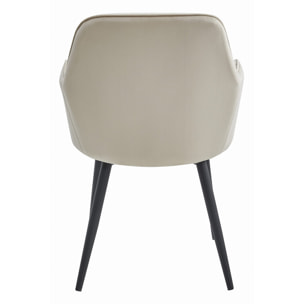 Poltroncina Lugo in velluto beige e gambe nere