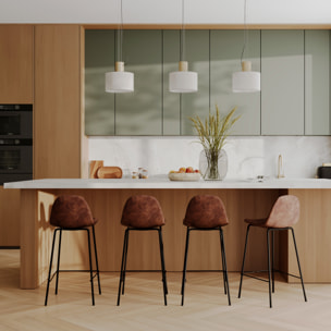Lot de 2 chaises pour îlot central 65 cm en cuir synthétique marron - Henrik