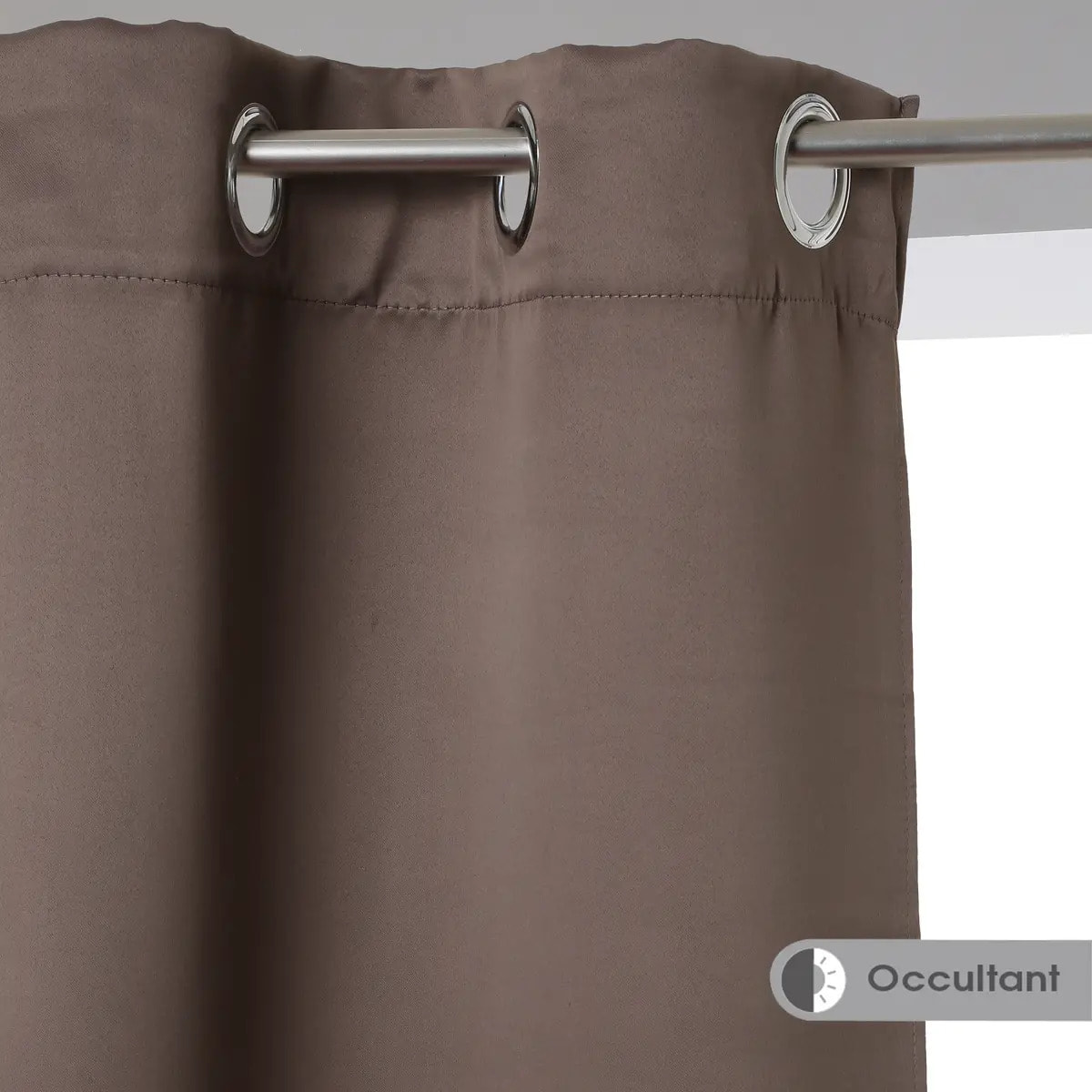 Lot de 2 rideaux occultants gris taupe 135x240cm