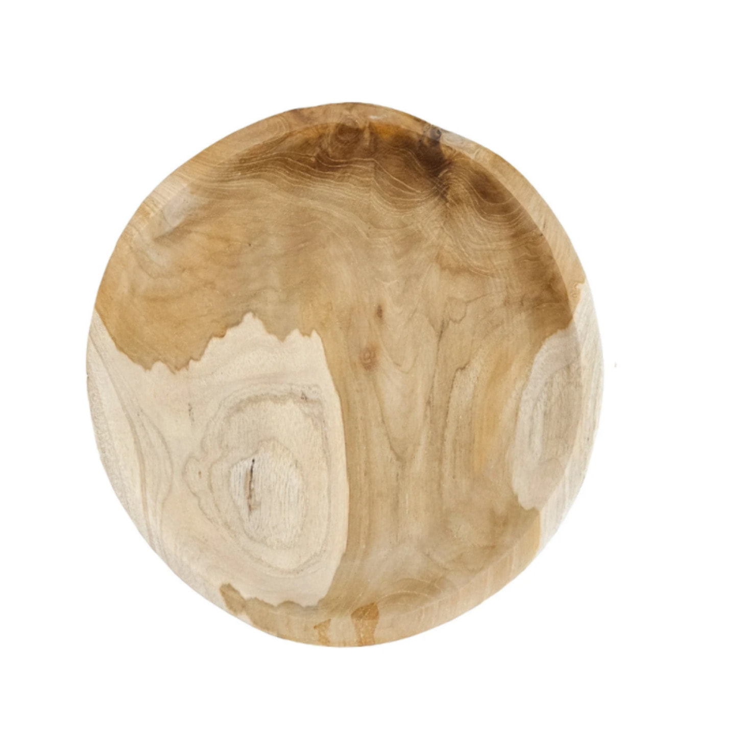 Bol Plat décoratif D. 27 cm teck naturel artisanale - BIBOU