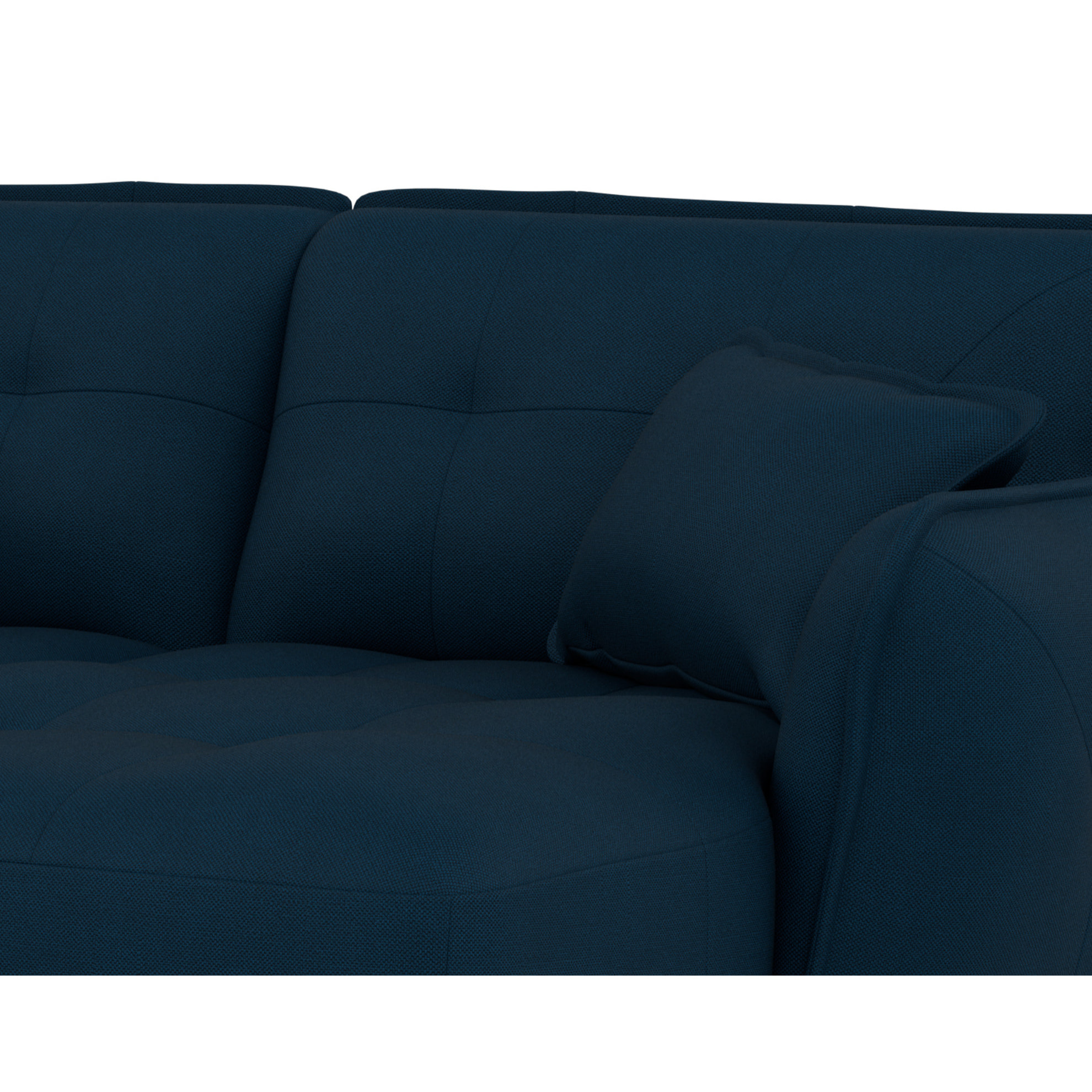 Thais - canapé droit 4 places avec double méridienne assise profonde en tissu texturé - Bleu