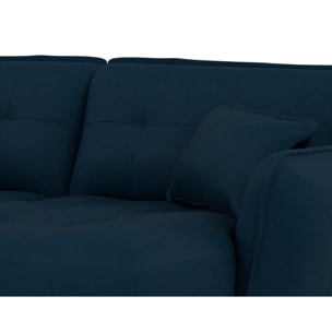 Thais - canapé droit 4 places avec double méridienne assise profonde en tissu texturé - Bleu