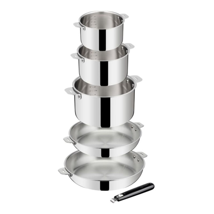 Batterie de cuisine LAGOSTINA Esperta triply 5 pièces + poignée