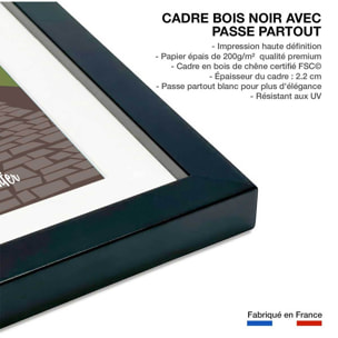 Affiche Course Paris - Roubaix Affiche + cadre en bois - Noir