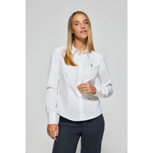 Camisa slim de popelín blanca con logo bordado Rigby Go
