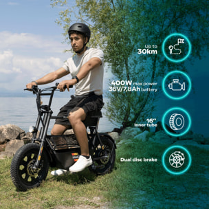 Draisienne Électrique Adulte Thunder 160 – Moteur 1100W - Autonomie Jusqu'a 30 km - Pneu 16" FATBIKE - Batterie 42V/7,8Ah - Poids 28Kg