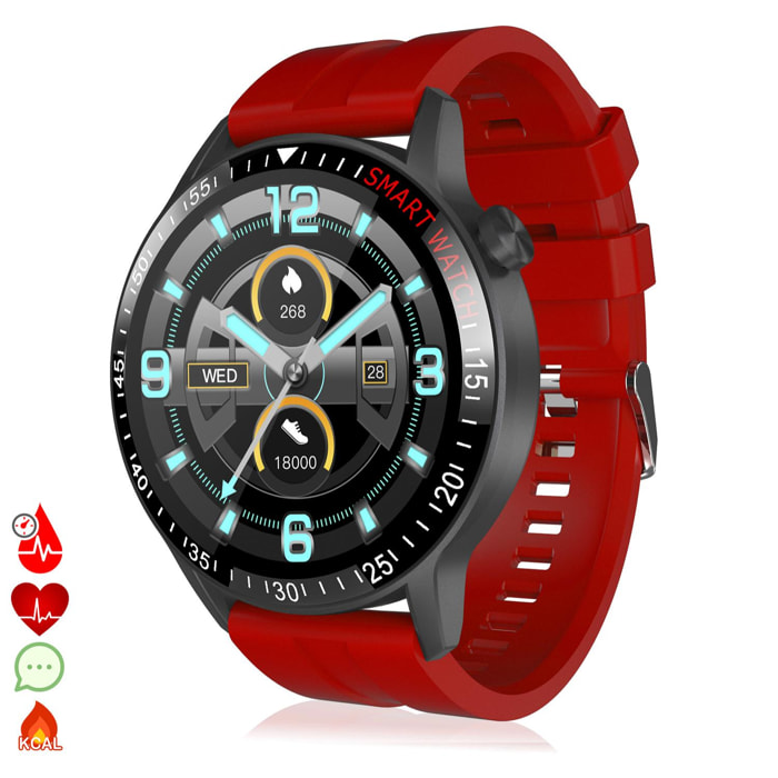 Smartwatch B30 con modo multideporte, monitor cardiaco y tensión, notificaciones.