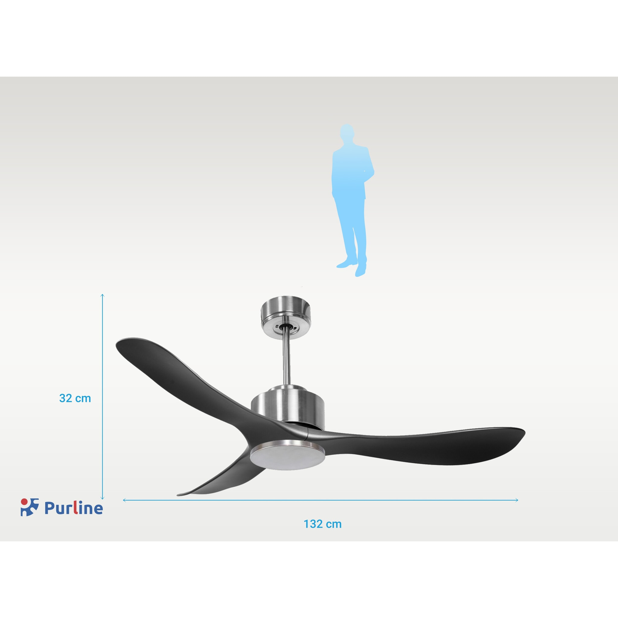 Ventilateur de plafond ø132 cm avec Wifi Réversible Hypersilence 40   W argent