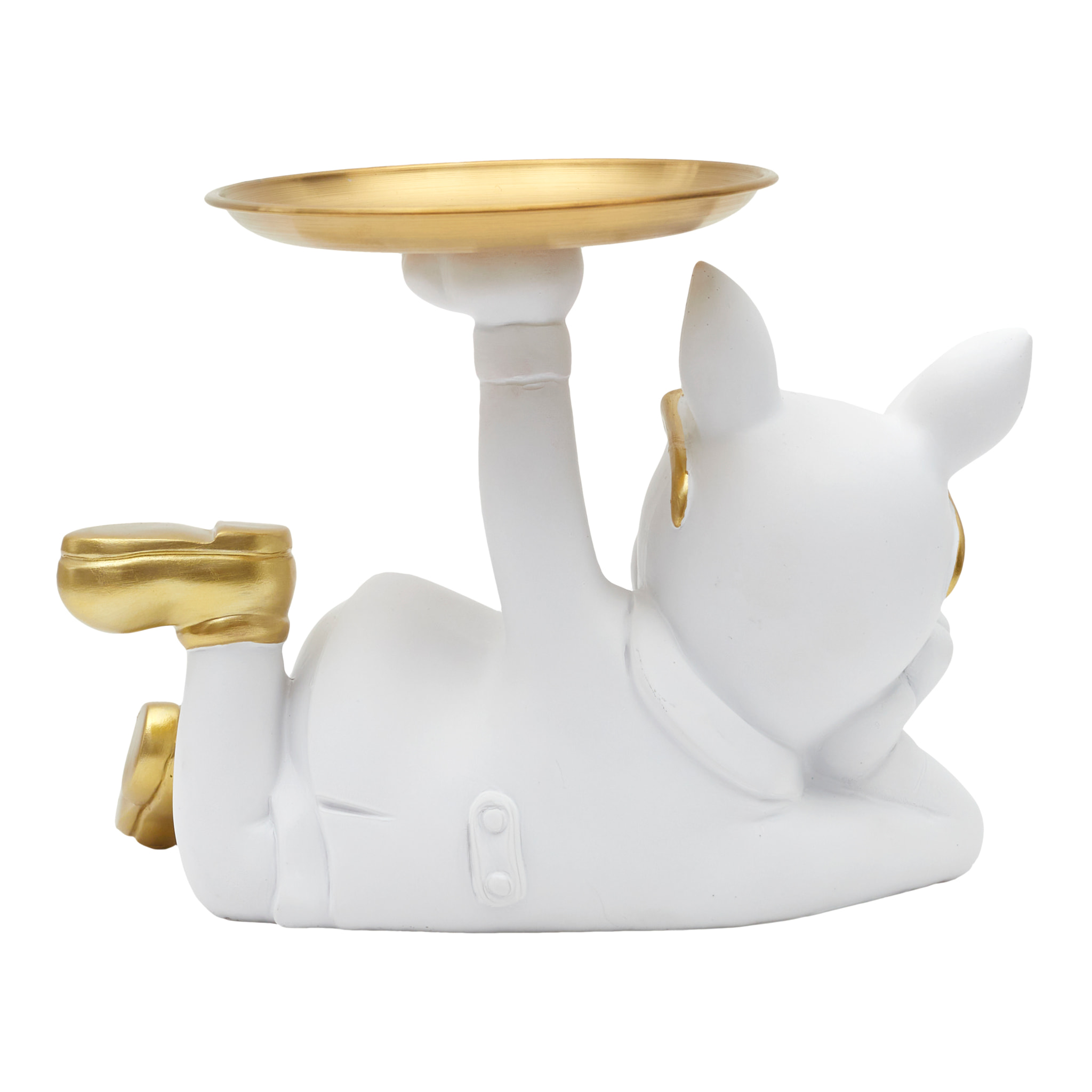 Statue Deco Bulldog Blanc Vide Poche