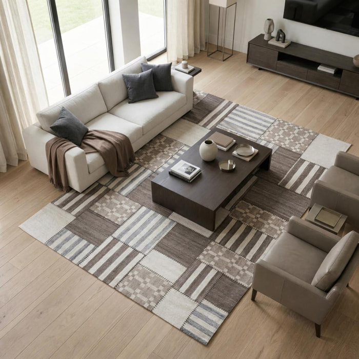 Tapis kilim fait à la main en laine motif géométrique KUGA