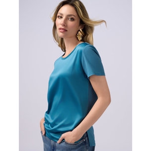 Oltre - T-shirt bimaterica - Ottanio