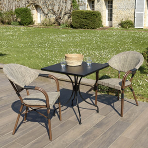 VIANNEY - Ensemble de jardin -table 70x70cm et 2 chaises grises