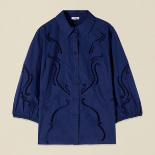 Oltre - Camisa en sangallo - Azul