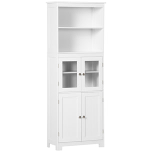 Armoire de cuisine multi-rangements 4 portes avec étagères 2 niches grand plateau MDF blanc