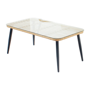 Salon de jardin 4 places canapé et chaises effet rotin avec coussins conforts BELLO