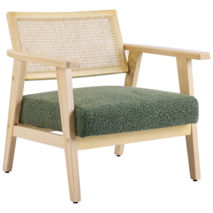 Fauteuil en tissu bouclé et cannage - TIM