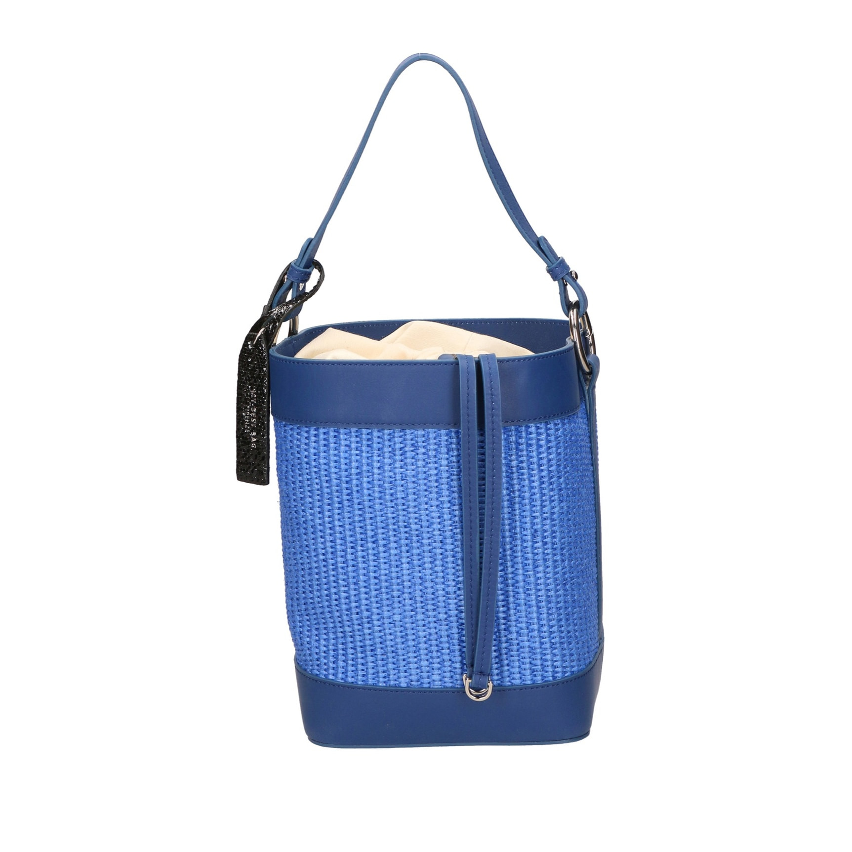 Borsa a secchiello da donna - Modello False - Misto pelle e tessuto - 24.0 x 18.0 x 15.0 cm