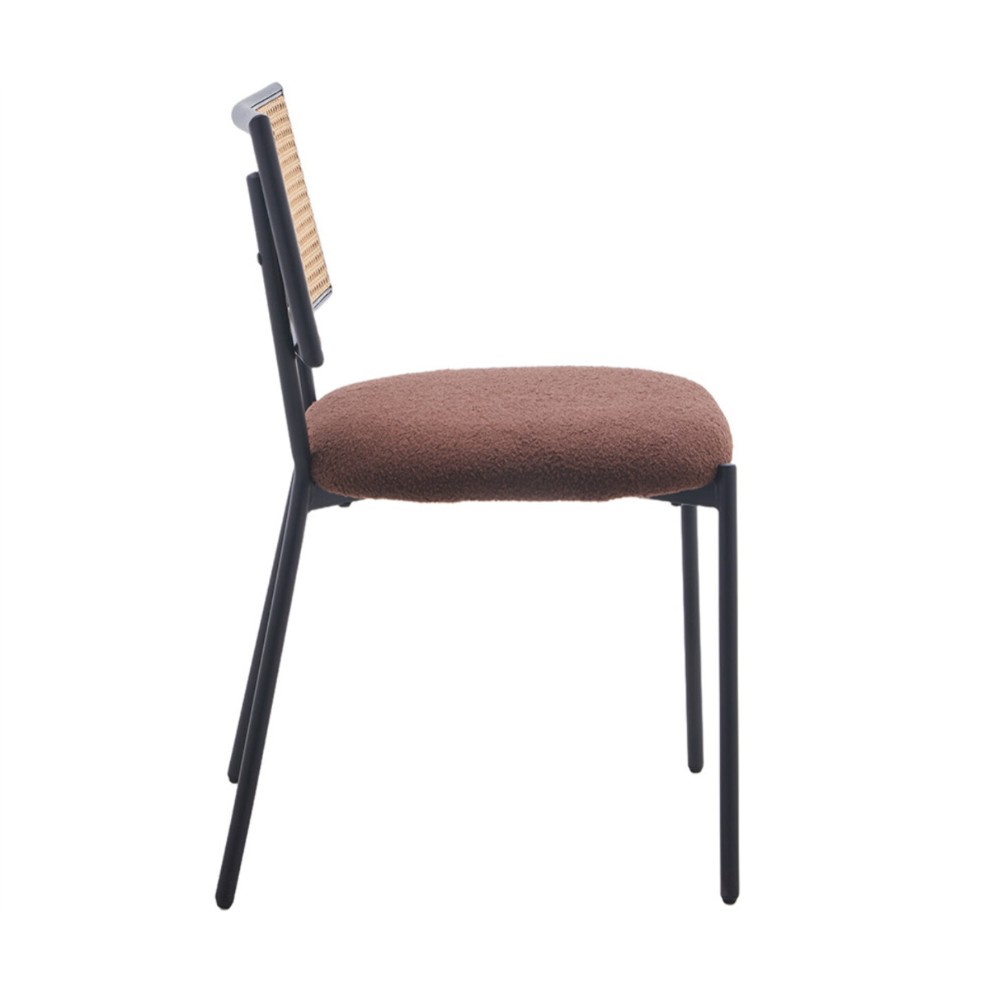 Luciano - lot de 2 chaises cannage - en tissu bouclette - Marron