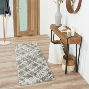 Oslo - tapis de salon moderne à poils longs avec motifs linéaires gris