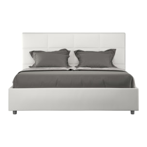 Cama con somier acolchada 160x190 cuero sintético blanco Mika