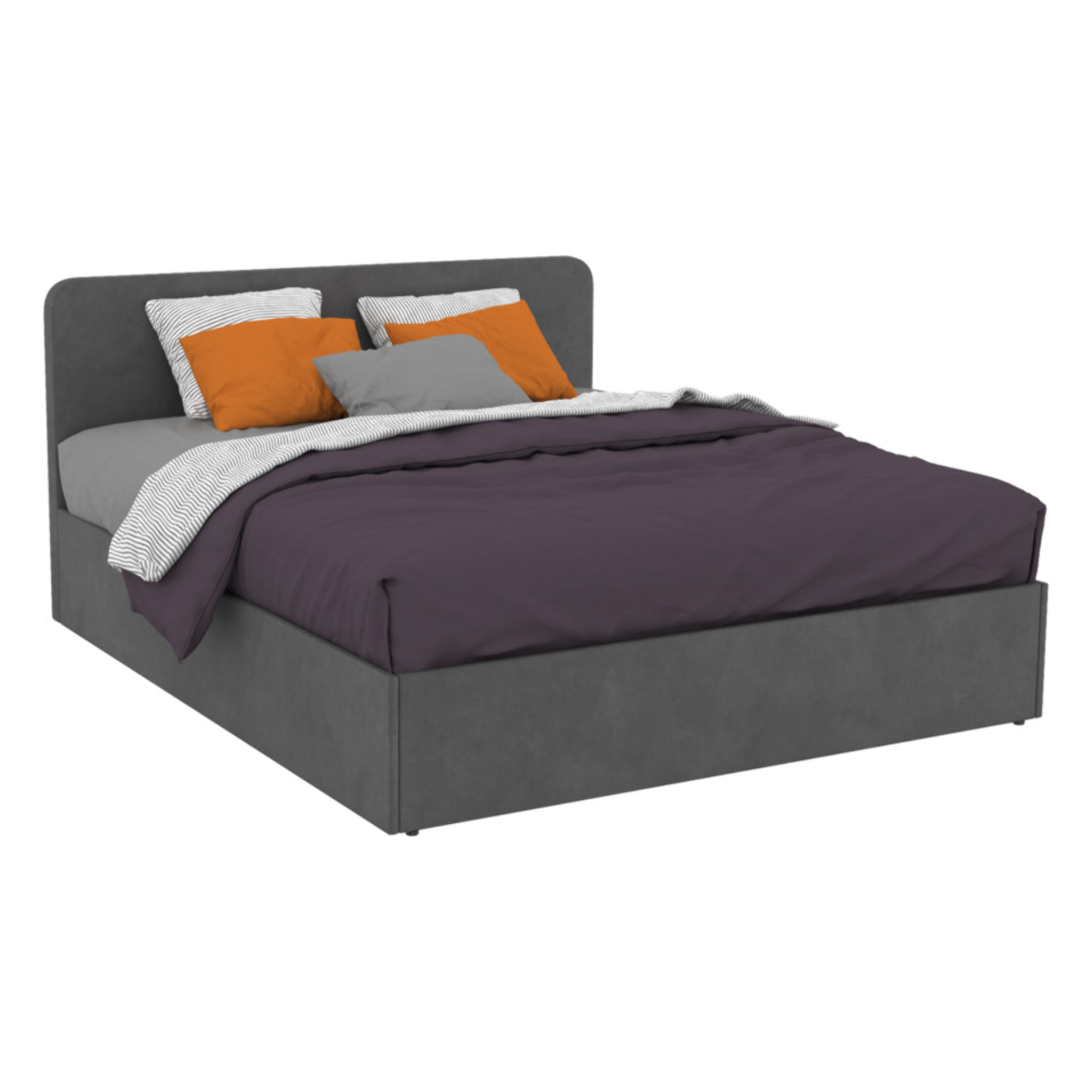 Lit avec tete de lit arrondie Louise - Velours gris