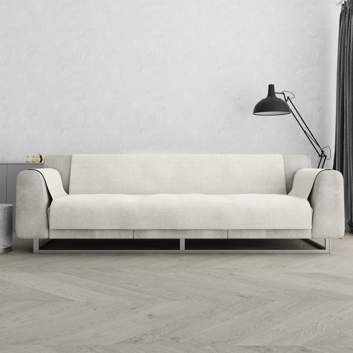 COPRIDIVANO COMFORT, Antiscivolo, Cotone+Microfibra+Fibre Varie, Made in Italy - PANNA