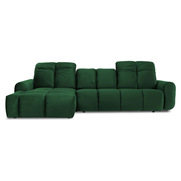 Canapé d'Angle Gauche Velours Anacapri, 3 Places, Repose-têtes Ajustables, Style Contemporain