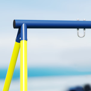Portique balançoire double 4 crochets acier max. 150 Kg jaune bleu