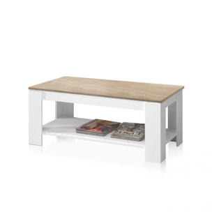 Mesa de centro elevable Ambit Blanco Artik (Blanco Mate) - Roble Canadian