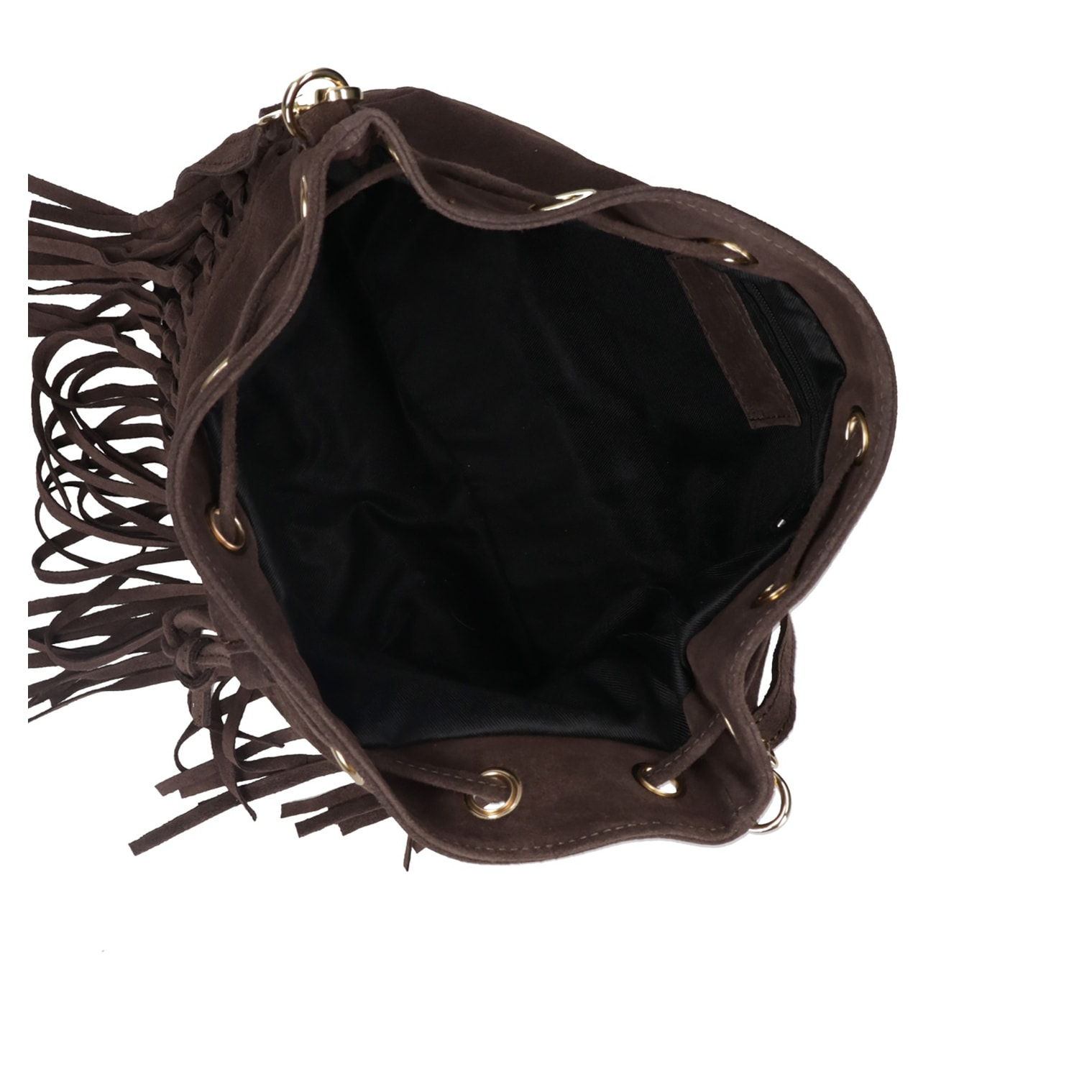 Borsa a secchiello da donna Made in Italy - Modello Umbria Plus - Pelle scamosciata - 25.0 x 22.0 x 13.0 cm