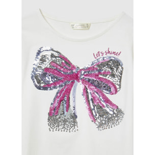 T-shirt fiocco con paillettes