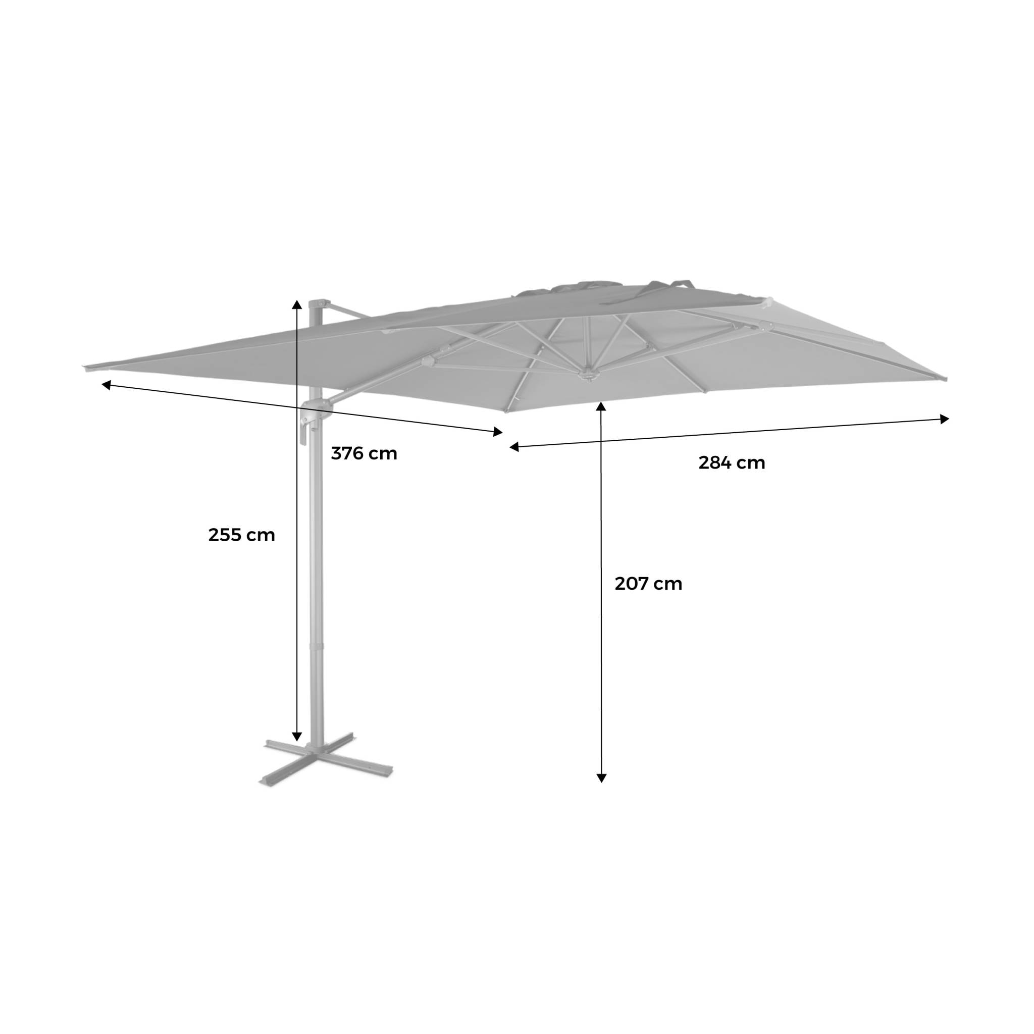 Parasol déporté rectangulaire 3x4m – Antibes – beige – parasol déporté. inclinable. rabattable et rotatif à 360°