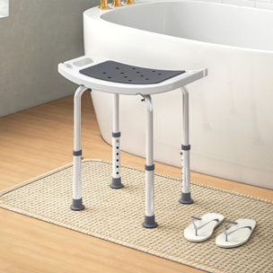 Siège de douche réglable en hauteur tabouret de douche ergonomique pieds antidérapants charge max. 135 Kg alu HDPE blanc gris