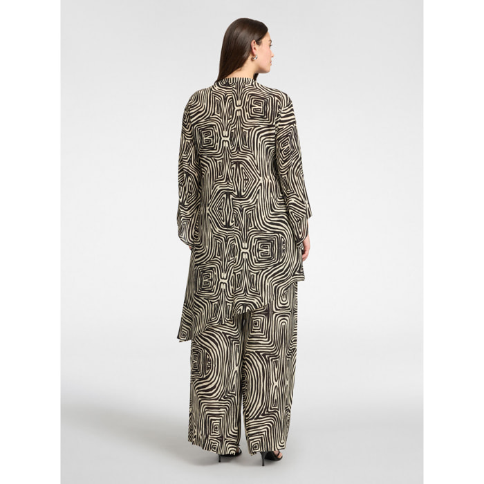 Elena Mirò - Blusa lunga stampata in viscosa - Nero