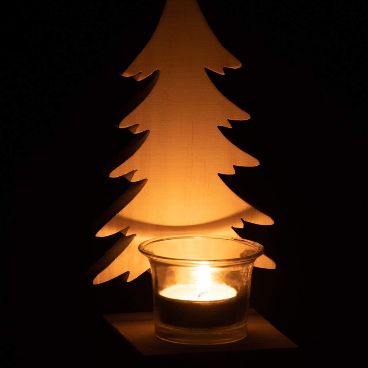 J-Line bougeoir sapin de Noël - bois - blanc - 2 pcs