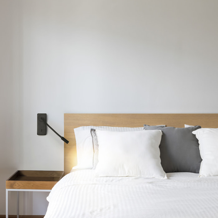 Forlight Mine - Luz de Lectura para Dormitorio LED con Luz Cálida 3000K con Interruptor Aplique de Pared Cabecero de Cama Negro