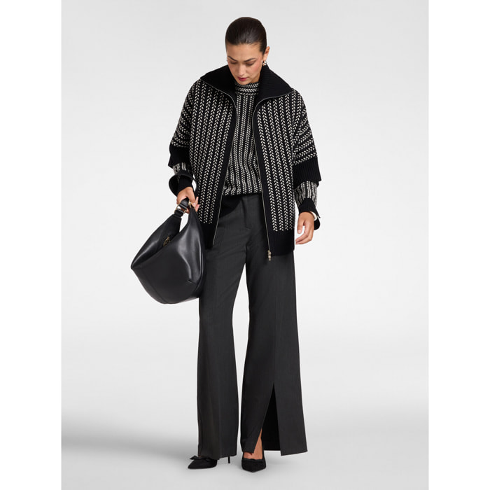 Elena Mirò - Pantalones flare de flanela con aberturas - Gris