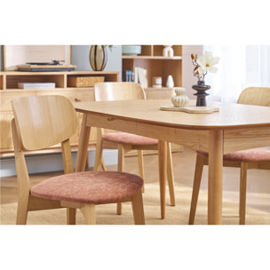 Chaises vintage en bois clair chêne et tissu effet velours terracotta (lot de 2) LUCIA