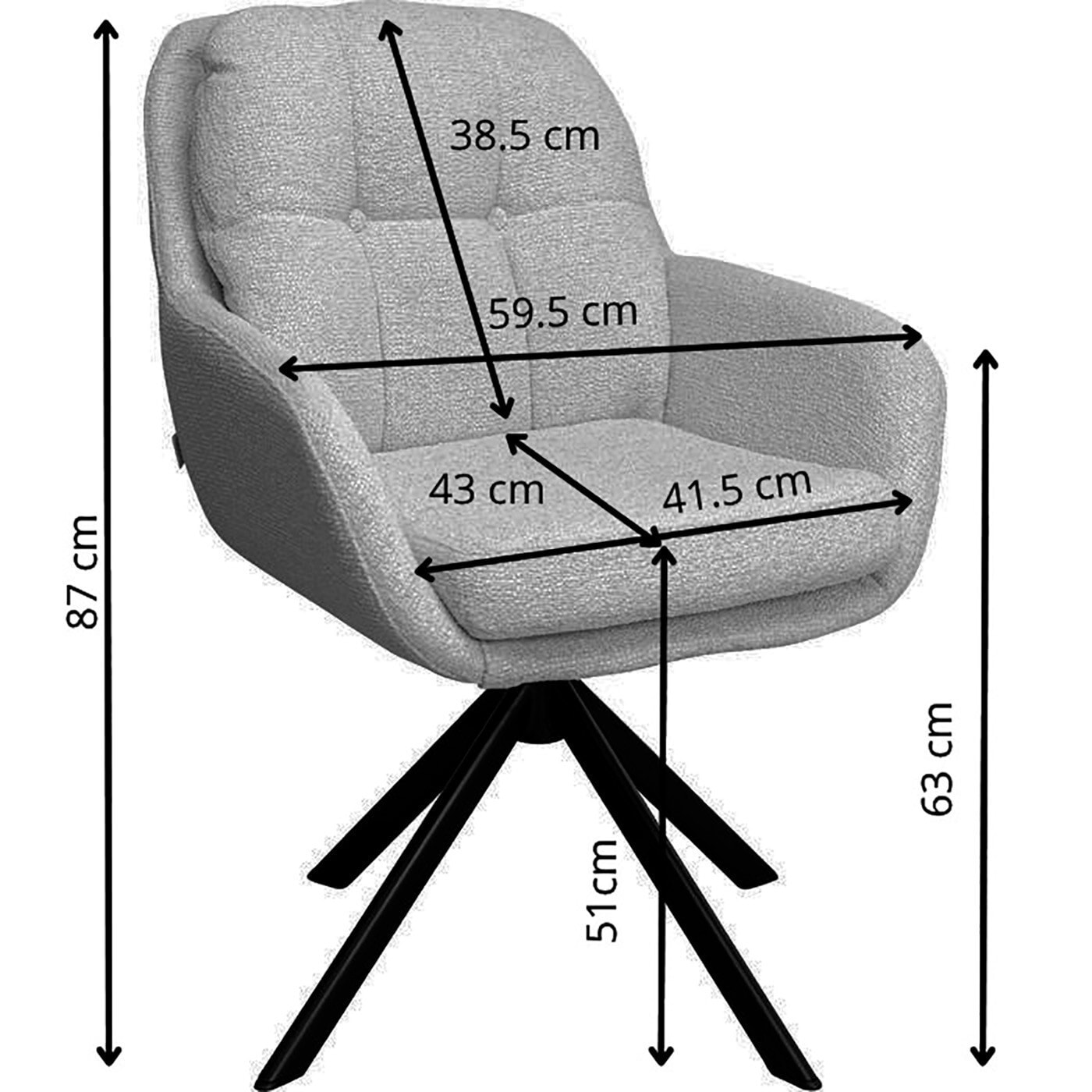 Chaise avec accoudoirs pivotante Molly taupe Kare Design