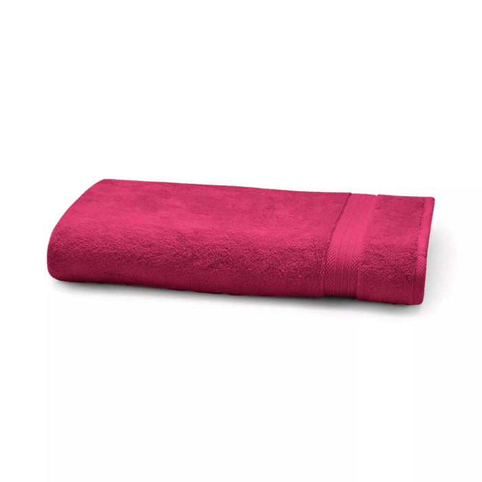 Serviette eponge pur coton 550 g/m² uni rose Elea fuchsia