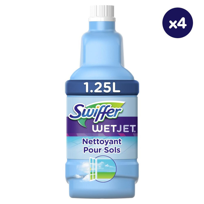 4x1,25L Recharge Solution Nettoyante Wetjet Swiffer