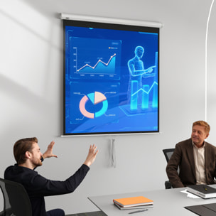 Pantalla de Proyector Manual 85 Pulgadas Pantalla de Proyección Portátil Formato 1:1 para Interior y Exterior Cine en Casa Patio 146x146 cm Blanco